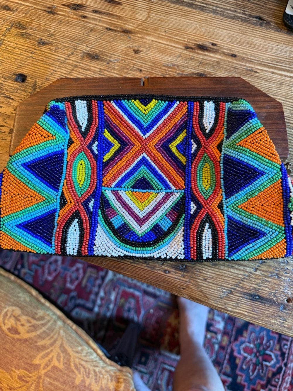 Hand-Beaded Multicolor Clutch Bag